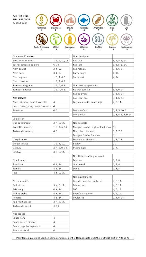 THAI HERITAGE Restaurant Gastronomique - Menu Image 1