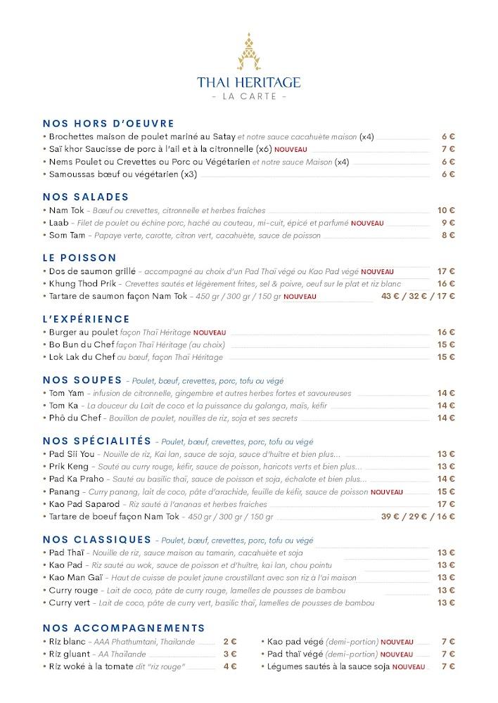 THAI HERITAGE Restaurant Gastronomique - Menu Image 3